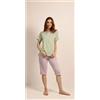 Gary Pigiama mezza manica pinocchietto donna Jersey Gary 5271, VERDINO