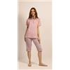Gary Pigiama mezza manica pinocchietto donna Jersey Gary 5271, POLVERE