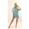 Gary Pigiama mezza manica pantaloncino donna Jersey Gary Z55106, ACQUA MARINA