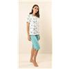 Gary Pigiama mezza manica pinocchietto donna Jersey Gary Z55035, ACQUA MARINA