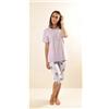 Gary Pigiama calibrato donna mezza manica pinocchietto Gary puro cotone Z55055CONF, GLICINE CHIARO
