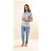 Gary Pigiama donna Jersey serafino Gary mezza manica pantalone lungo Z50042, CIELO
