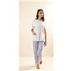 Gary Pigiama donna Jersey aperto Gary mezza manica pantalone lungo Z50044, CIELO