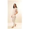 Gary Pigiama donna Jersey aperto Gary mezza manica pantalone lungo Z50044, CREMA