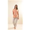 Gary Pigiama donna Jersey aperto Gary mezza manica pantalone lungo Z50044, PESCO