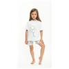 Gary Pigiama Gary bambina mezza manica pantaloncino P25043, CIELO