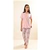 Gary Pigiama donna Jersey serafino Gary mezza manica pantalone lungo Z50092, POLVERE