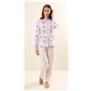 Gary Pigiama donna aperto Jersey Gary puro cotone Z50031, VIOLETTA