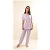 Gary Pigiama calibrato donna Jersey mezza manica serafino Gary puro cotone Z50022CONF, GLICINE CHIARO