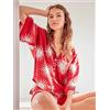 Gisela Pigiama corto donna manica corta aperta short inviscosa Gisela 20372/20375, Grigio,Quadretti Rosa,Rosso,Geometrica