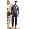 Nottingham Pigiama lungo uomo Nottingham 100% cotone PG50199, BLU