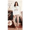 Nottingham Pigiama donna Nottingham in coral invernale PG42354, TABACCO