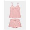 Gisela Pigiama corto donna spallina cotone modal Gisela 20392, ROSA