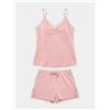 Gisela Pigiama corto donna spallina cotone modal Gisela 20392, ROSA