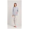 Gary Pigiama donna invernale serafino collo alto punto Milano Gary flanellato V50142, GRIGIO