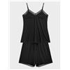 Gisela Pigiama corto donna spallina cotone modal Gisela 20388, NERO