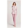 Gary Pigiama donna invernale collo serafino punto Milano Gary flanellato V50131CONF, TABACCO