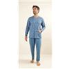 Gary Pigiama uomo lungo Jersey aperto Gary puro cotone Z60051, ACCIAIO