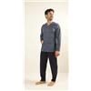Gary Pigiama uomo lungo Jersey aperto Gary puro cotone Z60051, BLU