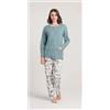 Gary Pigiama donna aperto invernale interlock V50022CONF calibrato, VERDE