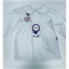 Ambrosino Grembiule asilo bambina con abbottonatura centrale Ambrosino ricamo Ballerina R301, BIANCO