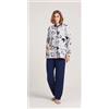 Gary Pigiama donna invernale aperto punto Milano Gary flanellato V50157, BLU