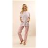 Gary Pigiama donna Jersey aperto Gary mezza manica pantalone lungo CB580084, LATTE