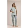 Gary Pigiama donna Jersey aperto Gary mezza manica pantalone lungo 5366, GIADA