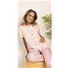 Gary Pigiama donna Jersey aperto Gary mezza manica pantalone lungo 5366, CREMA