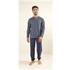 Gary Pigiama uomo serafino Gary calibrato jersey puro cotone Z60001CONF, BLU