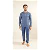 Gary Pigiama uomo serafino Gary calibrato jersey puro cotone Z60001CONF, AZZURRO
