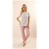 Gary Pigiama donna Jersey serafino Gary mezza manica pantalone lungo CB580083, LATTE