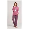 Gary Pigiama donna invernale serafino punto Milano Gary flanellato V50165, MALVA