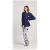 Gary Pigiama donna invernale serafino punto Milano Gary flanellato V50155, BLU