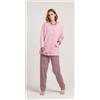 Gary Pigiama donna invernale aperto punto Milano Gary flanellato V50166, ROSA POLVERE