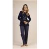 Gary Pigiama donna Jersey serafino Gary manica lunga pantalone lungo 5365, BLU
