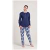 Gary Pigiama donna serafino invernale interlock Gary V50075, BLU