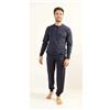 Gary Pigiama uomo serafino jersey puro cotone tinta unita blu Gary CB65220, BLU