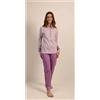 Gary Pigiama donna Jersey serafino Gary manica lunga pantalone lungo 5265, GLICINE SCURO