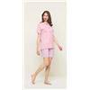 Gary Pigiama calibrato donna mezza manica pantaloncino Gary puro cotone U55125CONF, ROSA POLVERE
