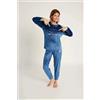 Muydemi Pigiama donna in ciniglia felpata girocollo Muydemi 12011033, Blu