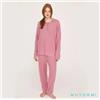 Muydemi Pigiama donna invernale serafino viscosa a coste Muydemi 270652, ROSA