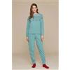Noidinotte Pigiama girocollo donna in micorpile rasato Family Match Noidinotte Winter FA8425, VERDE POLVERE