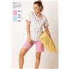 Sièlei Pigiama donna in cotone serafino mezza manica pantaloncino Sièlei CH11, ROSA