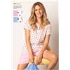 Sièlei Pigiama donna in cotone serafino mezza manica pantaloncino Sièlei PN11, ROSA