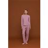 Noidinotte Pigiama aperto donna in caldo cotone a costina Noidinotte Camilla FA8365, ROSA