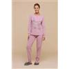 Noidinotte Pigiama serafino donna in caldo cotone Noidinotte Love Cat FA8336, ROSA