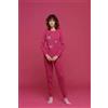 Noidinotte Pigiama serafino donna in caldo cotone Noidinotte Love Cat FA8336, FUCSIA