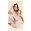 Gary Pigiama donna Jersey serafino Gary mezza manica pantalone lungo 5315, CREMA