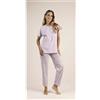 Gary Pigiama donna Jersey serafino Gary mezza manica pantalone lungo 5315, GLICINE CHIARO
